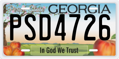 GA license plate PSD4726