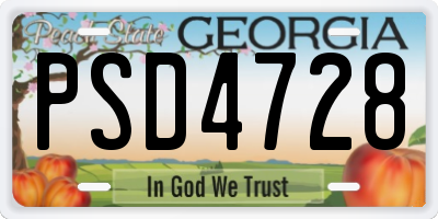 GA license plate PSD4728