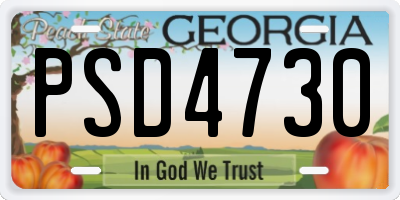 GA license plate PSD4730