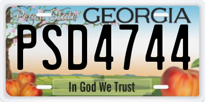 GA license plate PSD4744