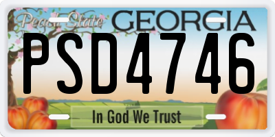 GA license plate PSD4746