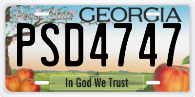 GA license plate PSD4747