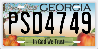 GA license plate PSD4749