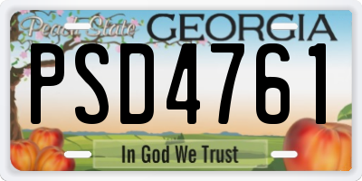 GA license plate PSD4761