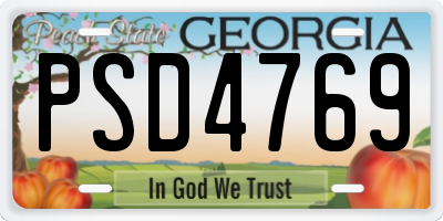 GA license plate PSD4769