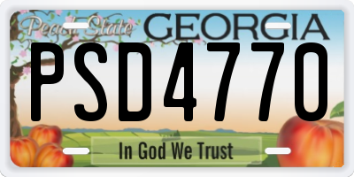 GA license plate PSD4770
