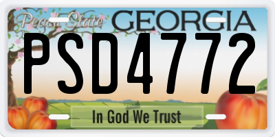 GA license plate PSD4772