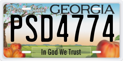 GA license plate PSD4774
