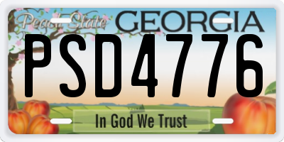 GA license plate PSD4776