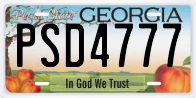GA license plate PSD4777