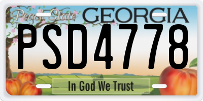 GA license plate PSD4778