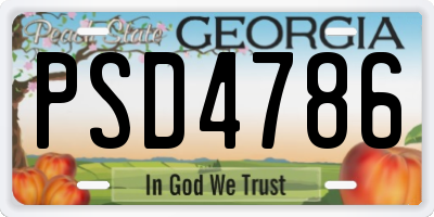 GA license plate PSD4786