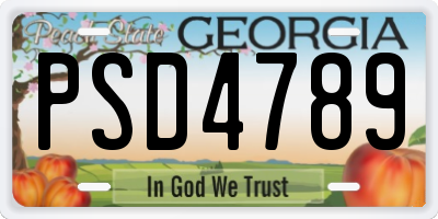 GA license plate PSD4789