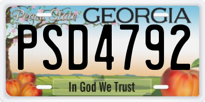 GA license plate PSD4792