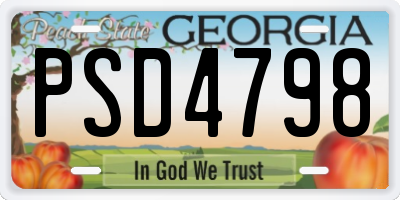 GA license plate PSD4798