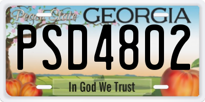 GA license plate PSD4802