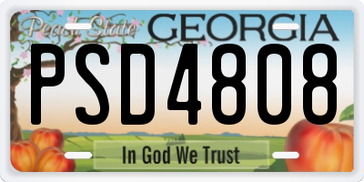 GA license plate PSD4808