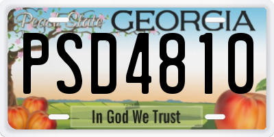 GA license plate PSD4810