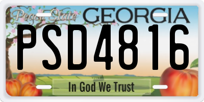 GA license plate PSD4816