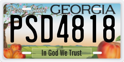 GA license plate PSD4818