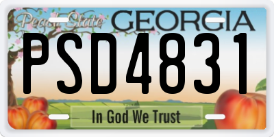 GA license plate PSD4831