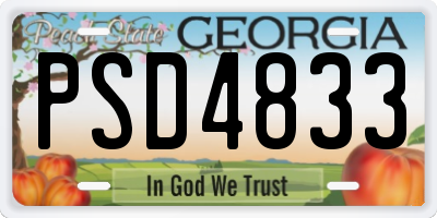 GA license plate PSD4833