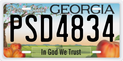 GA license plate PSD4834