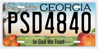 GA license plate PSD4840
