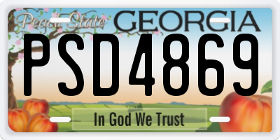 GA license plate PSD4869