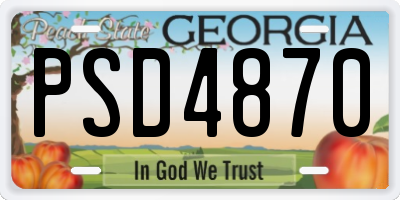 GA license plate PSD4870