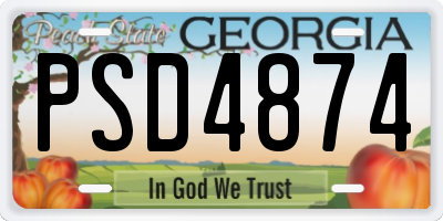 GA license plate PSD4874