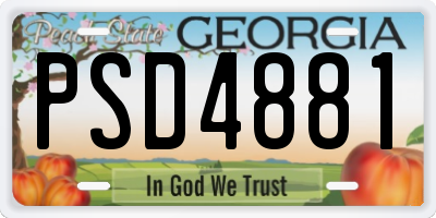 GA license plate PSD4881