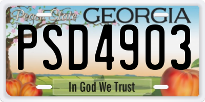 GA license plate PSD4903