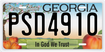 GA license plate PSD4910