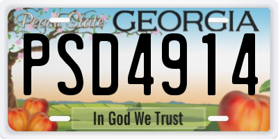GA license plate PSD4914