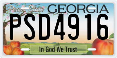 GA license plate PSD4916