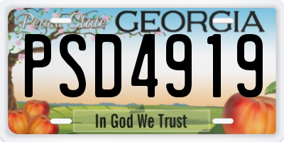 GA license plate PSD4919