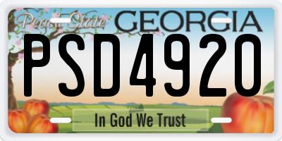 GA license plate PSD4920