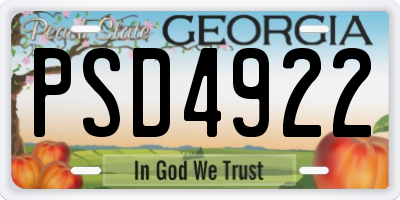 GA license plate PSD4922