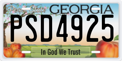 GA license plate PSD4925
