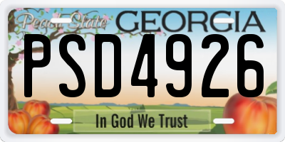 GA license plate PSD4926