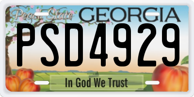 GA license plate PSD4929