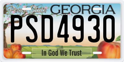 GA license plate PSD4930