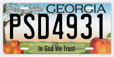 GA license plate PSD4931