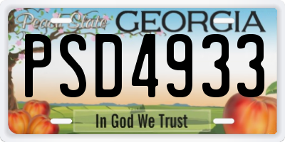 GA license plate PSD4933