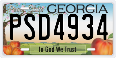 GA license plate PSD4934