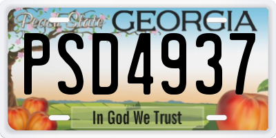 GA license plate PSD4937