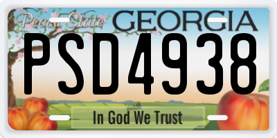 GA license plate PSD4938