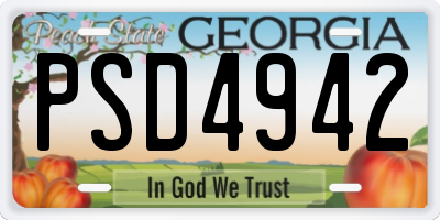 GA license plate PSD4942