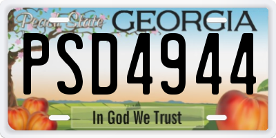 GA license plate PSD4944
